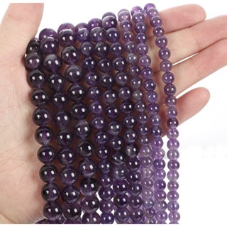 1 Strand Natural Amethyst Beads 6mm 8mm 10mm Round Stone 15.5 “ Long Gemstones for Bracelets Jewelry Making Necklace