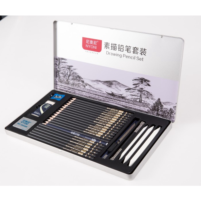 NYONI DRAWING/SKETCH PENCIL SET IN TIN BOX
