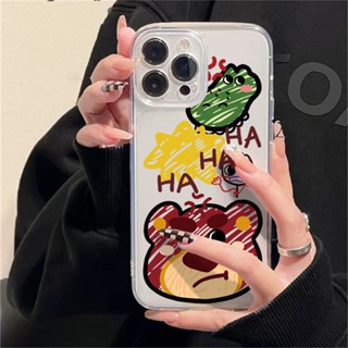 Hostr เคสโทรศัพท์มือถือ ซิลิโคนนุ่ม ลายหมี และไดโนเสาร์ Doodle Strawberry สําหรับ Samsung A04 A04E A04S A13 A23 A02S A03 A03S A30S A11 A12 A51 A20 A30 A50 A52 A20S A10S M11 M12