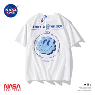 2023 เสื้อยืดแขนห้าส่วน พิมพ์ลายการ์ตูนหน้ายิ้ม NASA แฟชั่นฤดูร้อน สไตล์ฮ่องกง สําหรับผู้ชาย_38