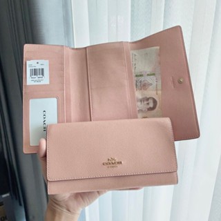 กระเป๋าสตางค์ใบยาว NEWCoach C5578 SLIM TRIFOLD WALLET 💕สีหวานชมพูนม อมส้มอ่อน