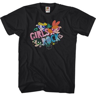 Girls Rock Powerpuff Girls Shirt เสื้อทหาร เสื้อยืดวินเทจเสื้อยืด