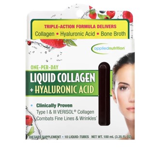 Applied Nutrition Liquid Collagen + Hyaluronic Acid, Mixed Berry, 10 Liquid-Tubes, 10 ml Each