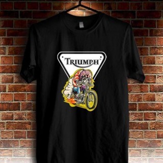 Qiuy5 {พร้อมส่ง เสื้อยืดแขนสั้น พิมพ์ลายโลโก้ Triumph Motorcycles X พลัสไซซ์ ของขวัญวันเกิด สําหรับผู้ชาย XS-6XL