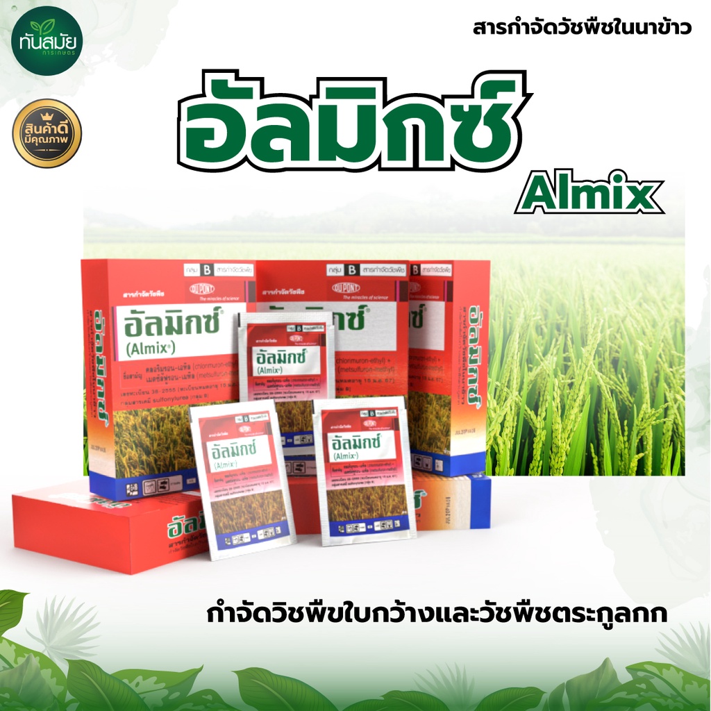 อัลมิกซ์12ซอง จำกัดหญ้า วัชพืช1.5g.1กล่อง(12ซอง) คลอริมูรอน-เอทิล+เมตซัลฟูรอน-เมทิล กำจัดหญ้าในนาไร่