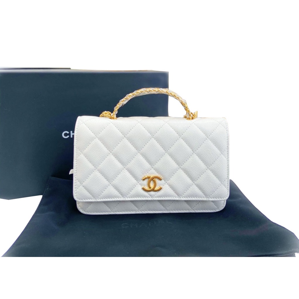 ❏Chanel CHANEL woc bag women สีขาว กระเป๋าสะพายข้างแบบพกพา Messenger bag ของแท้