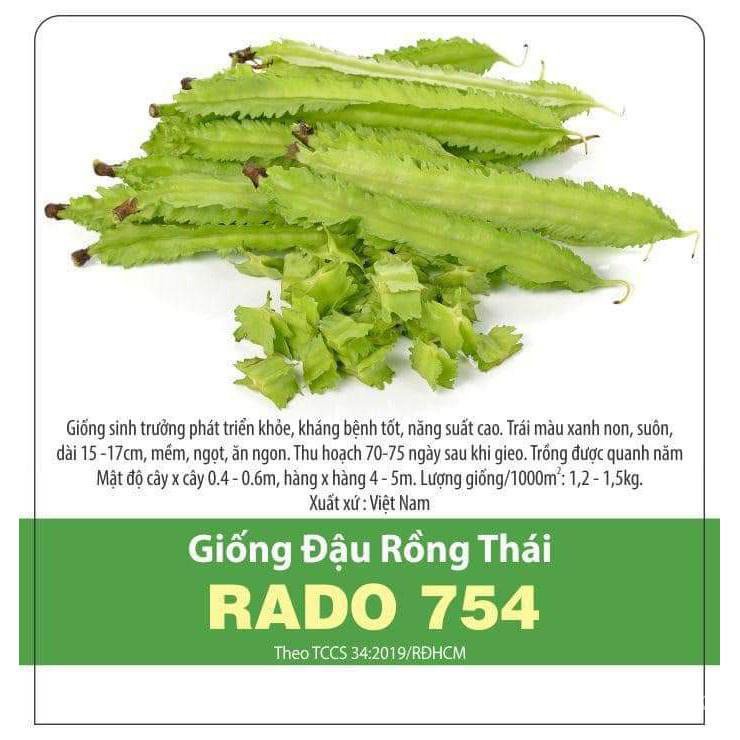 ผลิตภัณฑ์ใหม่ เมล็ดพันธุ์ 2022Hạt Giống Đậu Rồng Thái RADO 754 - 10gr - Trái màu xanh, thuôn dài, bốn cạnh có r /ผักบุ้ง