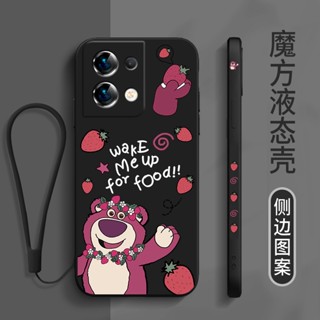 เคสโทรศัพท์มือถือแบบนิ่ม tpu กันกระแทก ลายการ์ตูนหมี สตรอเบอร์รี่ พร้อมสายคล้อง สําหรับ oppo a7 a5s a12 a9 2020 a5 2020 a72 a73