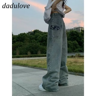 DaDulove💕 New American Ins Letter Printed Washed Jeans Niche High Waist Loose Large Size Womens Wide Leg Pants