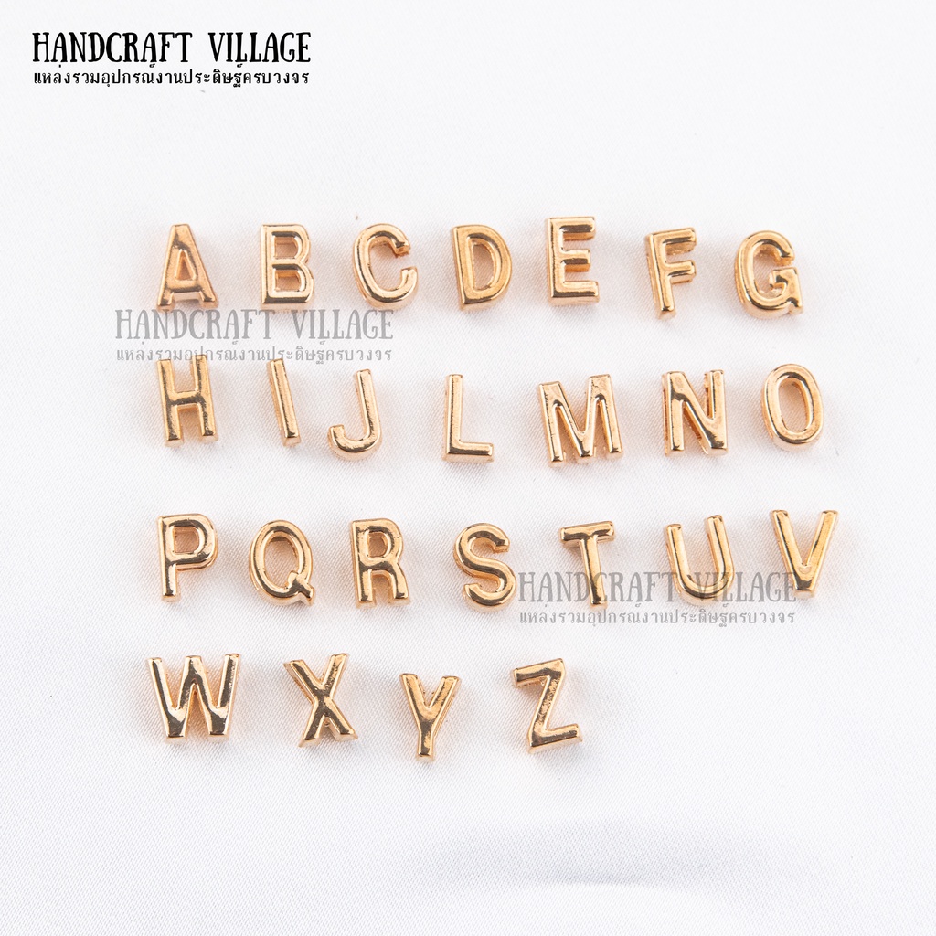 ลูกปัดโลหะตัวอักษร A-Z  รูแบน สีทองKC สำหรับทำเครื่องประดับ สร้อย พวงกุญแจ ทำสายคล้องแมส ลูกปัดโลหะ จี้แฟนซี จี้อักษร