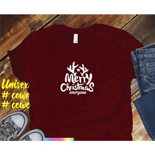 เสื้อยืดผ้าฝ้าย พิมพ์ลายกวาง Merry Christmas Antlers แฟชั่นผู้ชาย