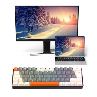 R* คีย์บอร์ดเล่นเกม แบบใช้สาย RGB Type-C 62 คีย์ ขนาดเล็ก สไตล์รัสเซีย