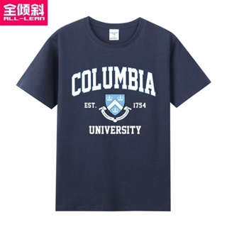 American Style College Papa Columbia University Printed Merchandise Pure Cotton Half-Sleeved Men Women T-Shirt