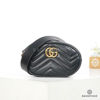 GUCCI MARMONT BELT MINI BLACK CALF GHW