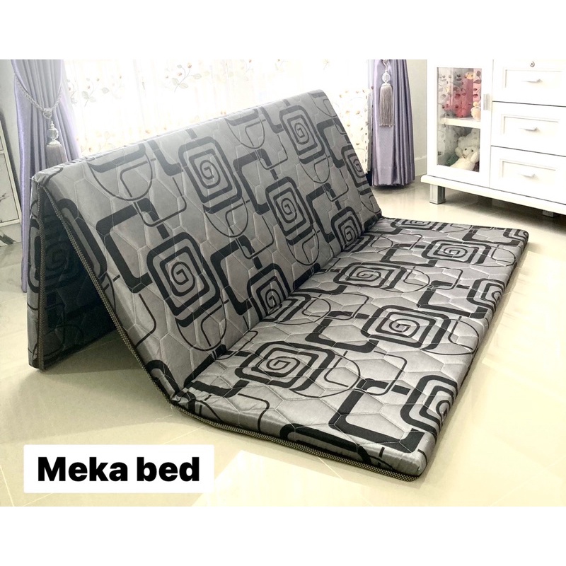 Meka bed ที่นอนยางพารา(หุ้มผ้าแพรจีน) มีเก็บเงินปลายทางขนาด 3.5,5,6 ฟุต ป้องกันอาการปวดหลังส่งฟรี!EMS#(ที่นอนหนา1.5นิ้ว)