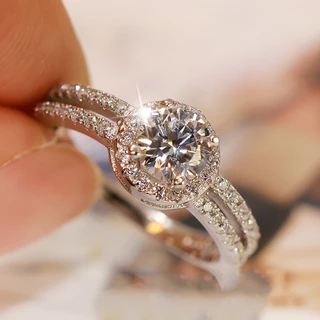 เงินสเตอร์ลิง 925 อารมณ์รอบ Cubic Zirconia งานแต่งงานแหวนผู้หญิงประณีตหญิงนิ้วมืออุปกรณ์เสริม Party เครื่องประดับ Drop Shipping