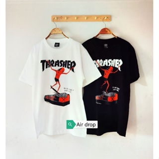 🔥🔥🔥เสื้อยืดลาย ⚡Thrasher⚡ผลิตในประเทศไทย👍มีสีขาวสีดำ ใส่ได้ทั้งผู้ชายผู้หญิง มีไซส์ s m l XL