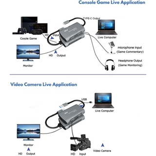 การ์ดจับภาพ อินพุต 4K Type C กล่องบันทึกวิดีโอ ไมโครโฟนเสียง 1080P USB 2.0 เครื่องบันทึกเกม สําหรับกล้อง PS4 XBOX HD สตรีมมิ่งบอร์ด