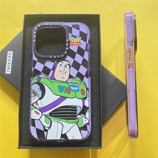 Casetify X Buzz Lightyear เคสโทรศัพท์มือถืออะคริลิค TPU ใส แต่งกลิตเตอร์ สีม่วง พร้อมกล่อง สําหรับ Apple IPhone 11 12 13 14 Pro Max