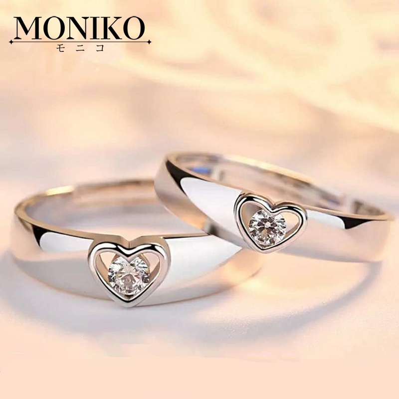 MONIKO original design couple rhinestone ring 925 silver