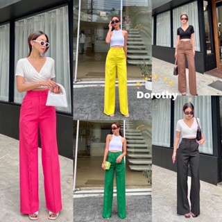 Dorothy high-waist pant กางเกงเอวสูงขากระบอกใหญ่ ป้าย promthong