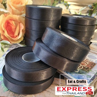 ยกม้วน ริบบิ้น สีดำ ผ้าซาติน ริบบิ้น satin black ribbon for diy หลายขนาดให้เลือก ราคายกม้วน สินค้าพร้อมส่งจากไทย