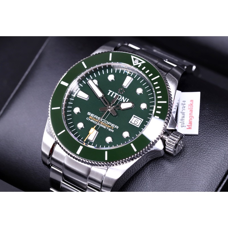 (แถมสายผ้า TITONI 1 เส้น) นาฬิกา TITONI Seascoper 300 Chronometer รุ่น 83300 S-GN-703