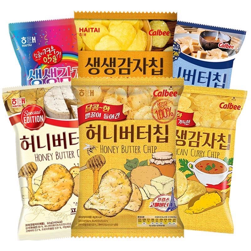 พร้อมส่ง รสใหม่ รสใหม่ เลย์เกาหลีสายรุ้ง มันฝรั่งทอดเกาหลีHaitai honey butter chips หลายรส calbee