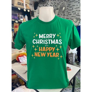 เสื้อยืดปีใหม่ คริสมาส Christmas  Xmas สีแดง สีเขียว ผ้า Cotton 100%  พร้อมส่ง