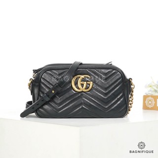 GUCCI MARMONT CAMERA 24 BLACK CALF GHW