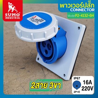 พาวเวอร์ปลั๊ก 2สาย 3ขา 16A รุ่น P2-4132-6h SUMO