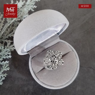 MT แหวนเงินแท้ ลายดอกไม้ ฉลุลาย งานรมดำ ไซส์: 52, 54, 55, 57 Solid 925 Sterling Silver Ring (sr200) MT Jewelry มณีธารา