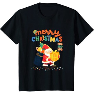 เสื้อยืด พิมพ์ลาย Merry Christmas Santa Bringing หลากสี เหมาะกับเทศกาลคริสต์มาส