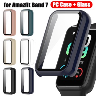 เคส PC + กระจก สําหรับ Amazfit Band 7 Smart Watch กรอบกันชน ป้องกันเต็มรูปแบบ กระจก สําหรับ Amazfit Band 7 ฝาครอบกระจก