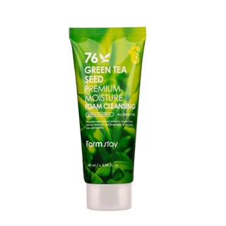 farmstay 76 green tea seed premium moisture foam cleansing ทำความสะอาด 100g