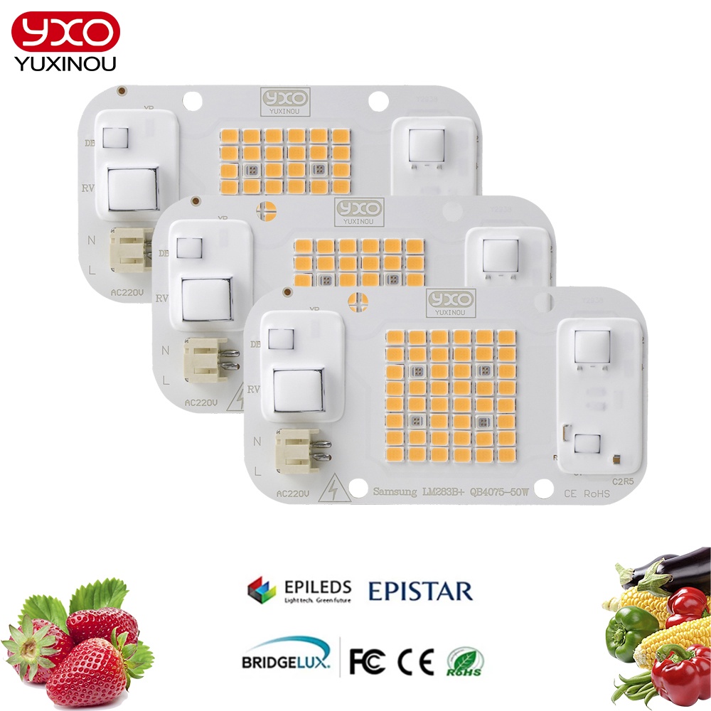 Yxo ชิปไฟปลูกพืชในร่ม LED AC 220V 20w 30w 50w 380nm-780nm สําหรับปลูกพืชในร่ม
