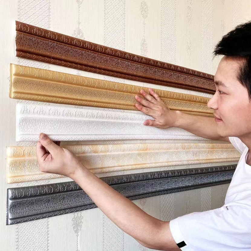 Wall Trim Line ขอบกระโปรง 3D Self-กาวรอบเอวLine Waistlineชั้นมุมเส้นรอบสติกเกอร์ PVC กันน้ํายี่ห้อใหม่