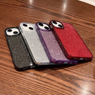 เคสโทรศัพท์มือถือแบบแข็ง ใส กันกระแทก แต่งกลิตเตอร์ ระยิบระยับ สําหรับ iPhone 13 Pro Max 14 12 14 Plus