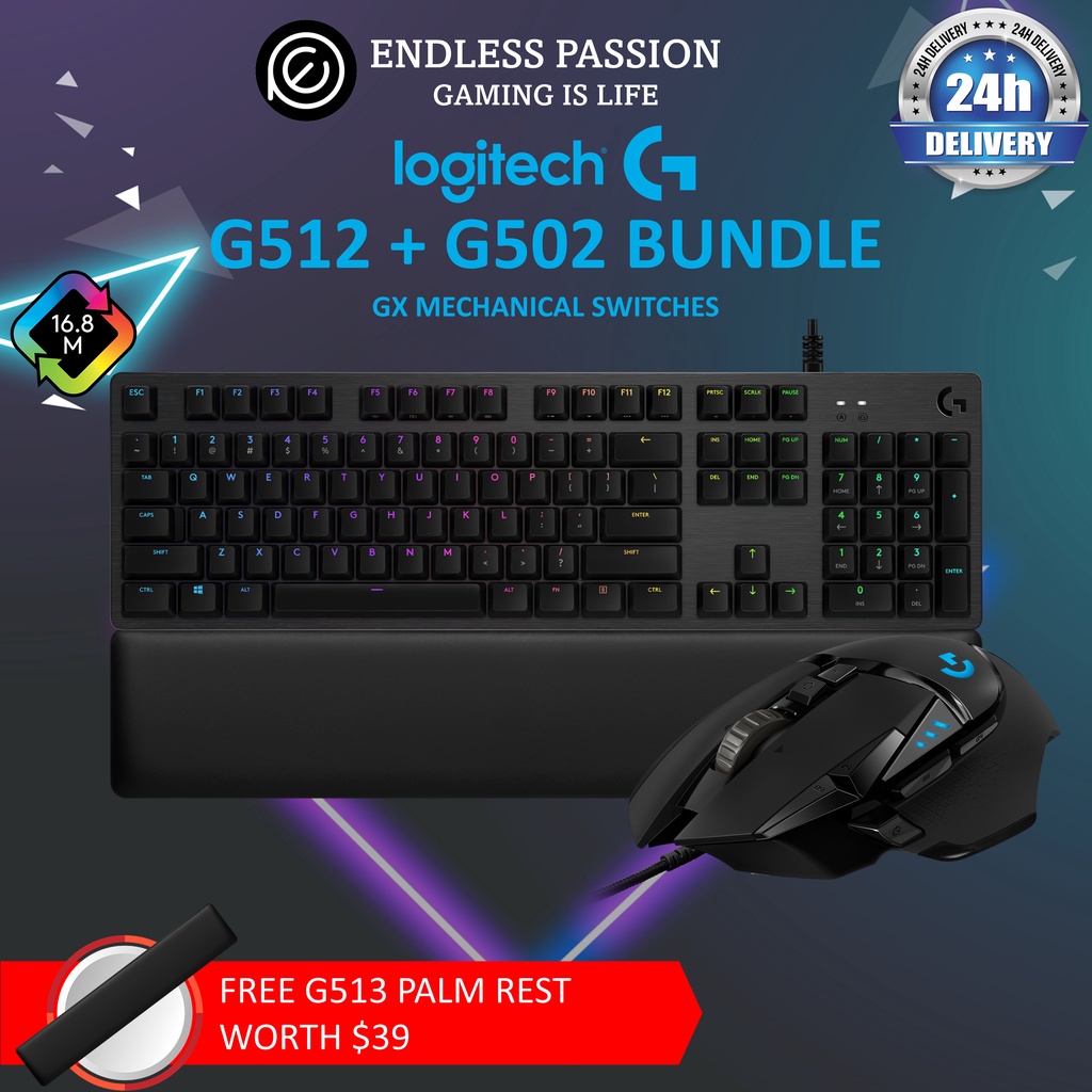 Logitech G512 Carbon RGB Mechanical Gaming Keyboard FREE G513 WRIST
