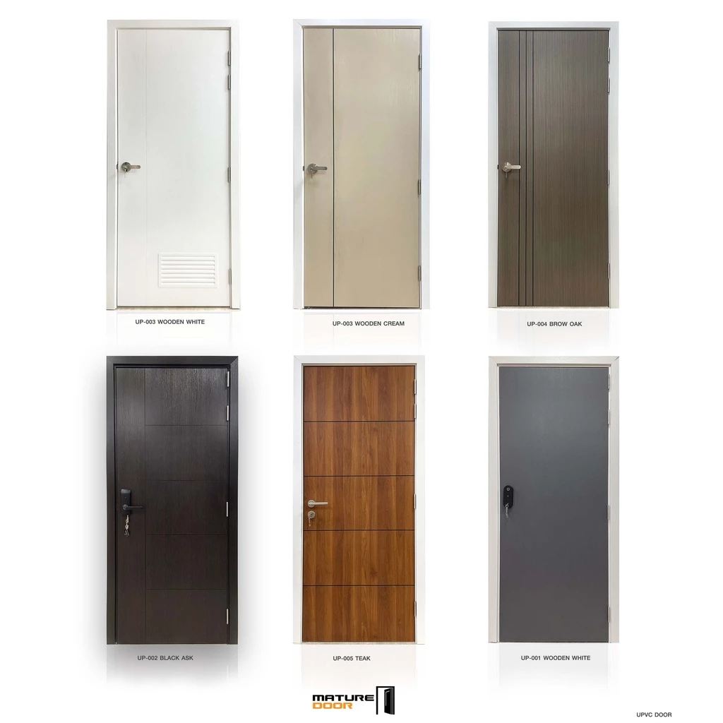 ประตูยูพีวีซี UPVC กันน้ำ 100% ขนาด 70x200x3.5 และ 80x200x3.5