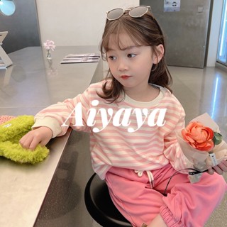 Aiyaya ชุดเสื้อผ้าเด็กผู้หญิง ชุดกางเกงเด็กผู้หญิง เสื้อผ้าเด็กผู้หญิง เสื้อกันหนาวสีชมพู+กางเกงสีชมพู（404）