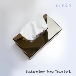 Brown Mirror Tissue Box-L กล่องใส่กระดาษทิชชู่ 25x14x7.8 ซม. กระจกสีทอง งานอะคริลิค เหมาะสำหรับกระดาษแผ่นยาว กล่องทิชชู่