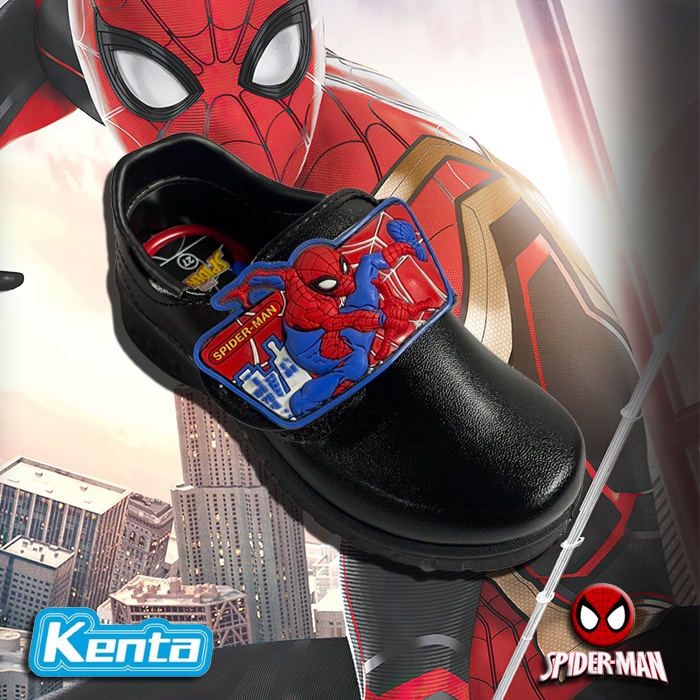 Kenta รองเท้านักเรียนอนุบาลชาย (มีไฟ) รุ่น SP-6529/SP-6530 สไปเดอร์แมน
