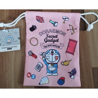 Doraemon Drawstring bag mini ถุงผ้าหูรูดโดเรม่อน ของแท้จากญี่ปุ่น Size : 18.5 x 14 cm
