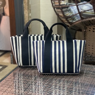 กระเป๋าถือผ้าแคนวาสเนื้อดีDUSHIABU CANVAS BAG CANVAS BAG STRIPE ซิปบน ผ้าตั้งเป็นทรงไม่ย้วย สินค้ามีสต๊อกพร้อมส่งค่ะ