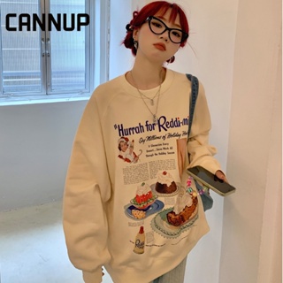 CANNUP เสื้อกันหนาว เสื้อกันหนาว แขนยาว ทรงหลวม สไตล์เกาหลี สําหรับผู้หญิง A28J05M