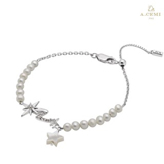 A.CEMI Letoille Star Pearl Bracelet สร้อยข้อมือมุกแท้ ข้อมือเงินแท้ ชุบทอง 18K โรสโกลว์ สร้อยข้อมือดีไซน์ ของขวัญแฟน