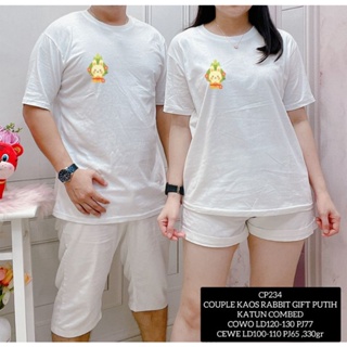 [S-5XL]ผ้าฝ้าย 100% เสื้อยืด ผ้าฝ้าย พิมพ์ลาย Km-cp234 RABBIT GIFT COMBED สําหรับผู้ชาย