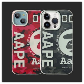 【เคสแข็ง】เคสป้องกันโทรศัพท์มือถือ แบบสองด้าน ลายแบรนด์แฟชั่นญี่ปุ่น AAPE สําหรับ iphone 14 13 12 Pro max 13Pro 12Pro 12 11