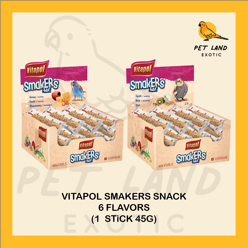 Vitapol ขนมนกอัดแท่ง SMAKERS stick, 45g/แท่ง สำหรับนกเล็ก นกเล็ก/กลาง คอนัวร์